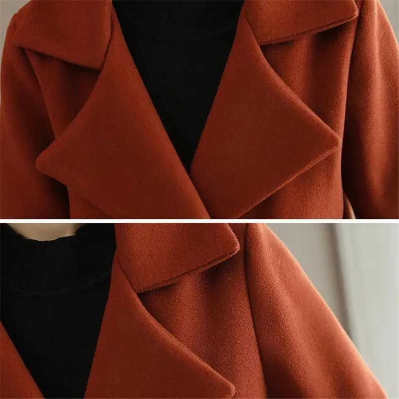2023 Spring Autumn Woolen Jacket Women New Loose Suit Collar Female Tops Winter Woolen Coat Female Fashion Short OuterwearX241009