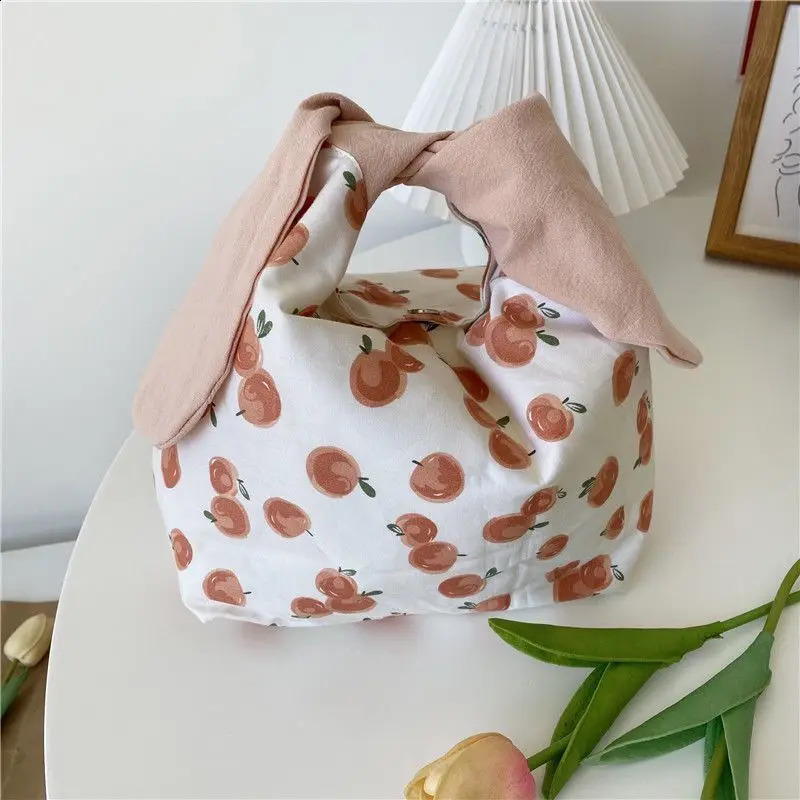 Bento Bag for Work Portable Rabbit Ear Lunch Box Female INS Zebra Student Fashionable Food Girls Canvas 240925