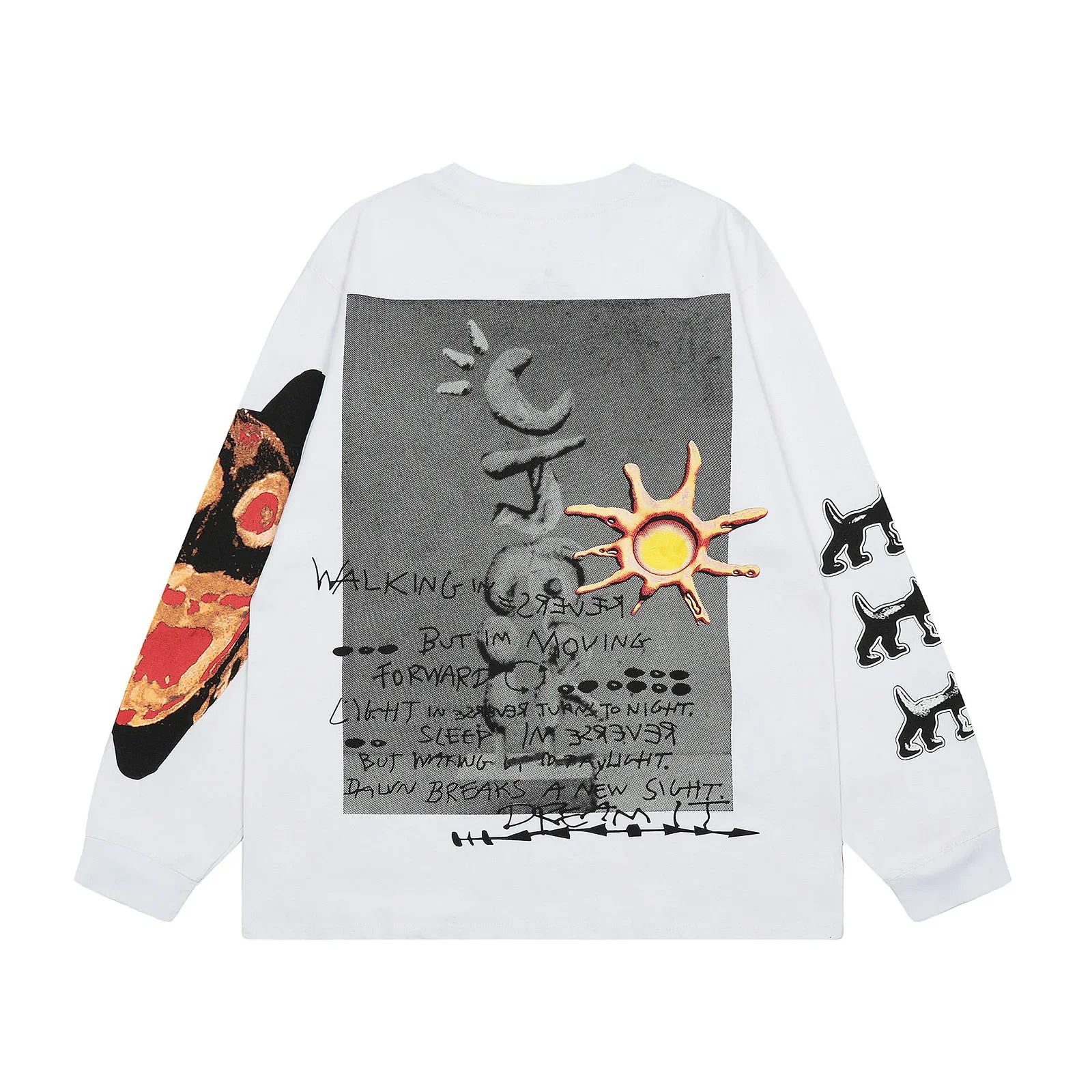 Y2k Streetwear Graffiti Long Sleeve Cotton Tshirts for Men and Women Crew Neck Ropa Hombre Baggy Oversized Top Tees 241009