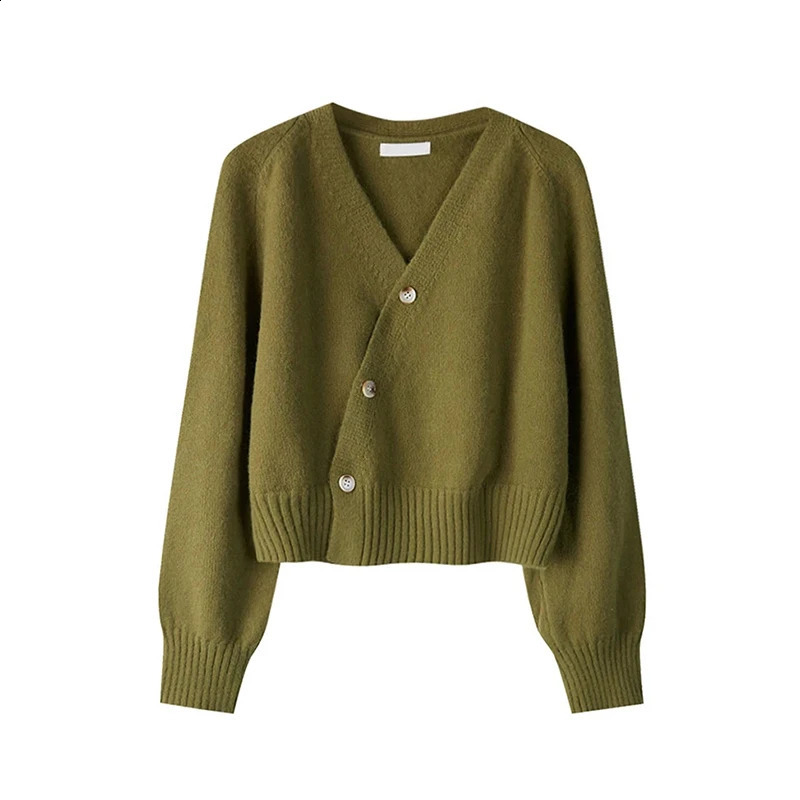 Cardigans for Women Asymmetrical Single Breasted ONeck Sweater 2024 Long Sleeve Fashion Female Solid Stretch Knitted Tops 241007