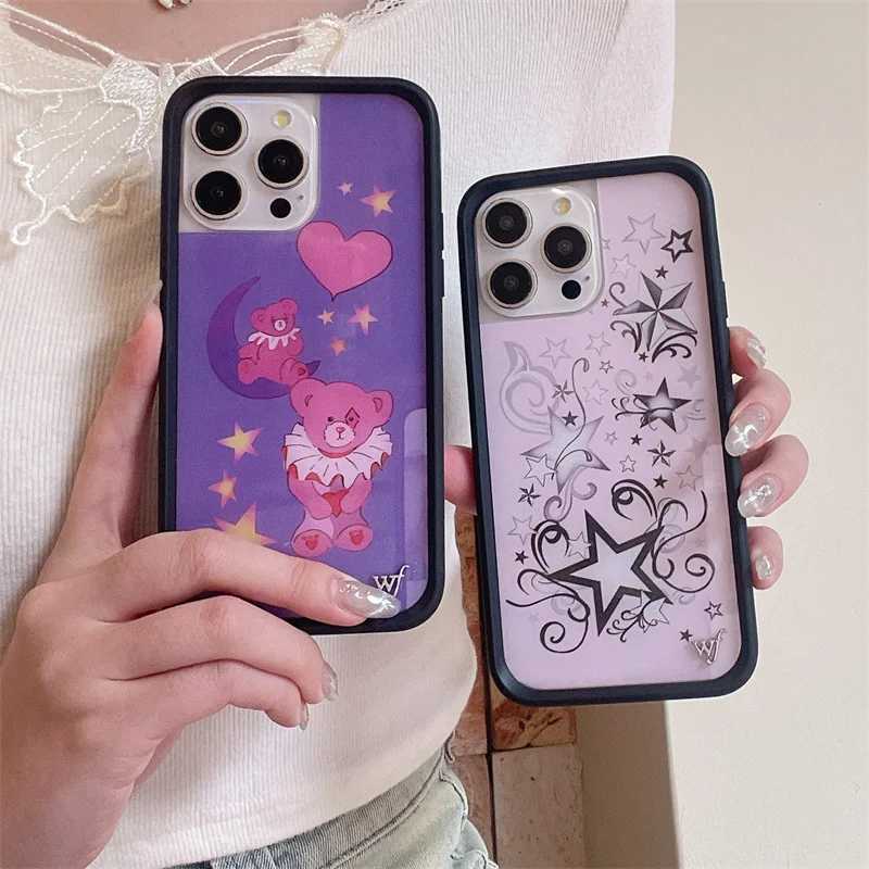 Designer Phone Case Wildflower 3D Leopard Cherry phone case suitable for iPhone 16 15 13 12 Pro Max Plus 16 Pro 15 Pro WF Dream Bear Cute Cover Fund M