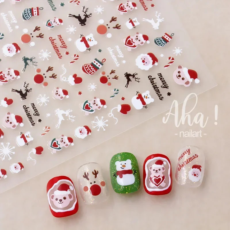 Heallor winter atmospheric nail sticker snowman snowflake Wapiti self-adhesive high-quality cute nail sticker Ar nail sticker 241008