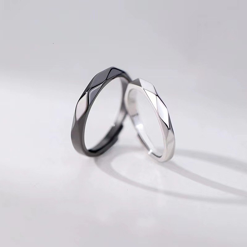 geometric couple ring, niche design, fashionable personality, self-discipline, circle ring for men and women