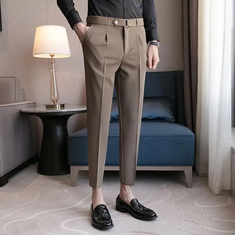 High waisted mens pants for social customization black business high-quality mens clothing formal summer spandex elegant up 241009