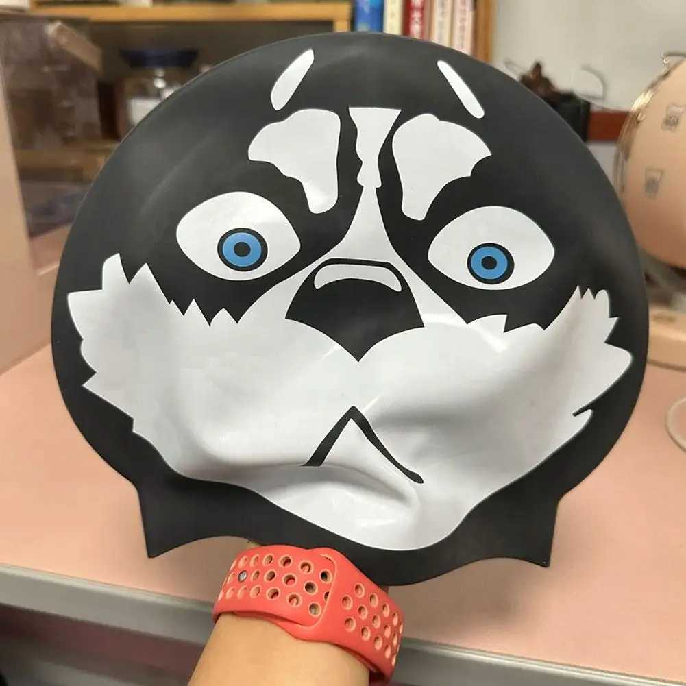 Cartoon Siberian Husky Swimming Cap Creative Design for Children and Adults Waterproof Swimming Equipment Cute Dog Pattern Z6B0 CL241009