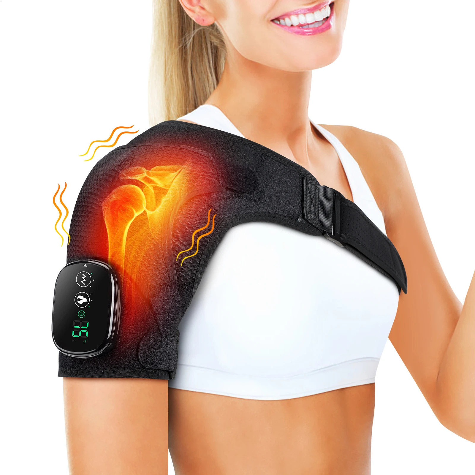 Electric heated shoulder massager vibration bracket rechargeable knee elbow massager belt relieves arthritis pain and health care 241008