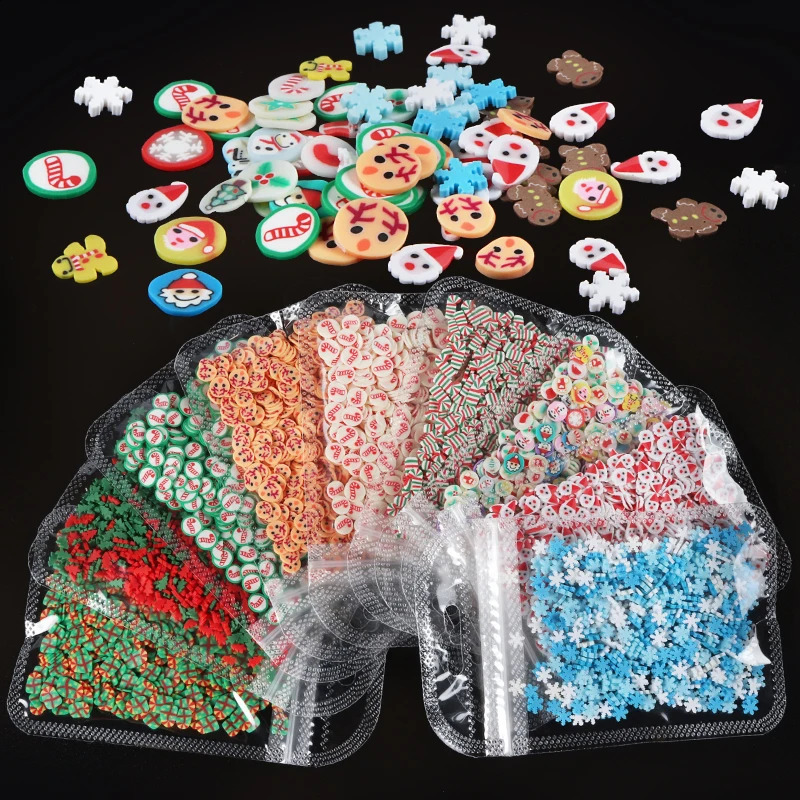 Christmas nail art accessories polymer clay tablets sticky tablets cute gingerbread man Santa Claus reindeer snowflakes Christmas nail 241008