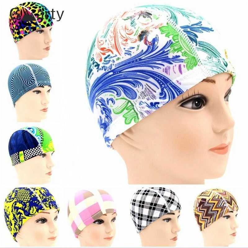 1 customized printed swimming cap no size flower shower cap protecting ears hair mens womens adult swimming pool cap CL241009