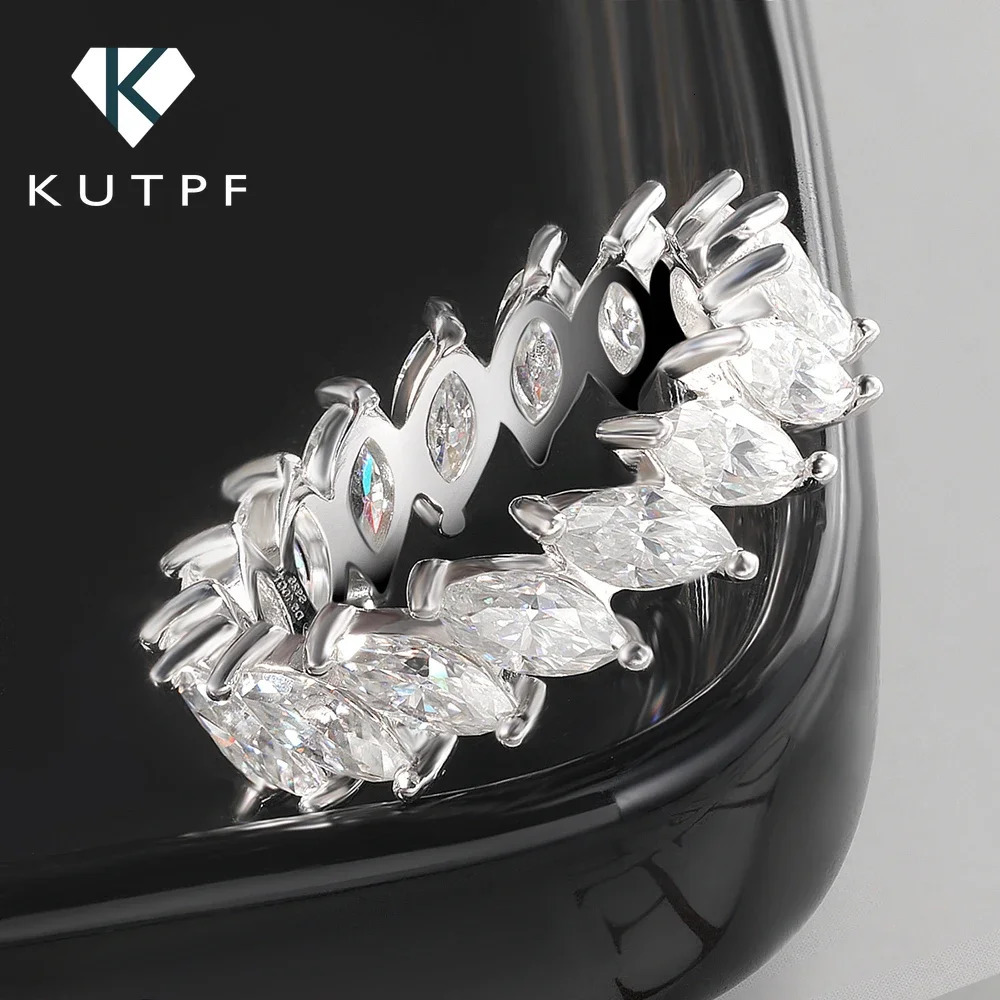 Original Marquess Cut Diamond Ring Eternal Band Certified 925 Sterling Silver Hip Hop 240912