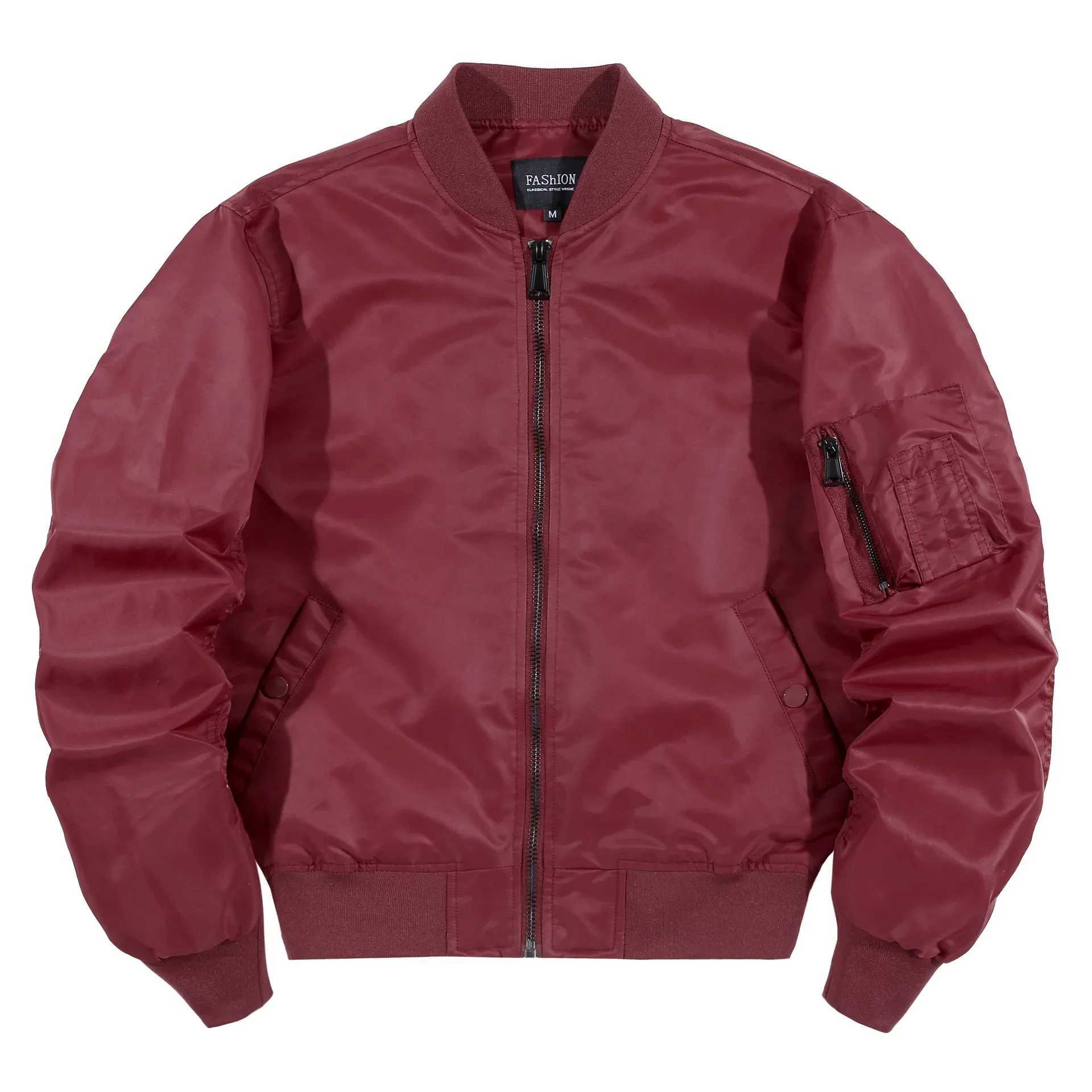 Boys retro red bomber jacket oversized spring short sleeved windproof jacket mens zipper flight jacket baseball jacket Plus size 5XL Y241009