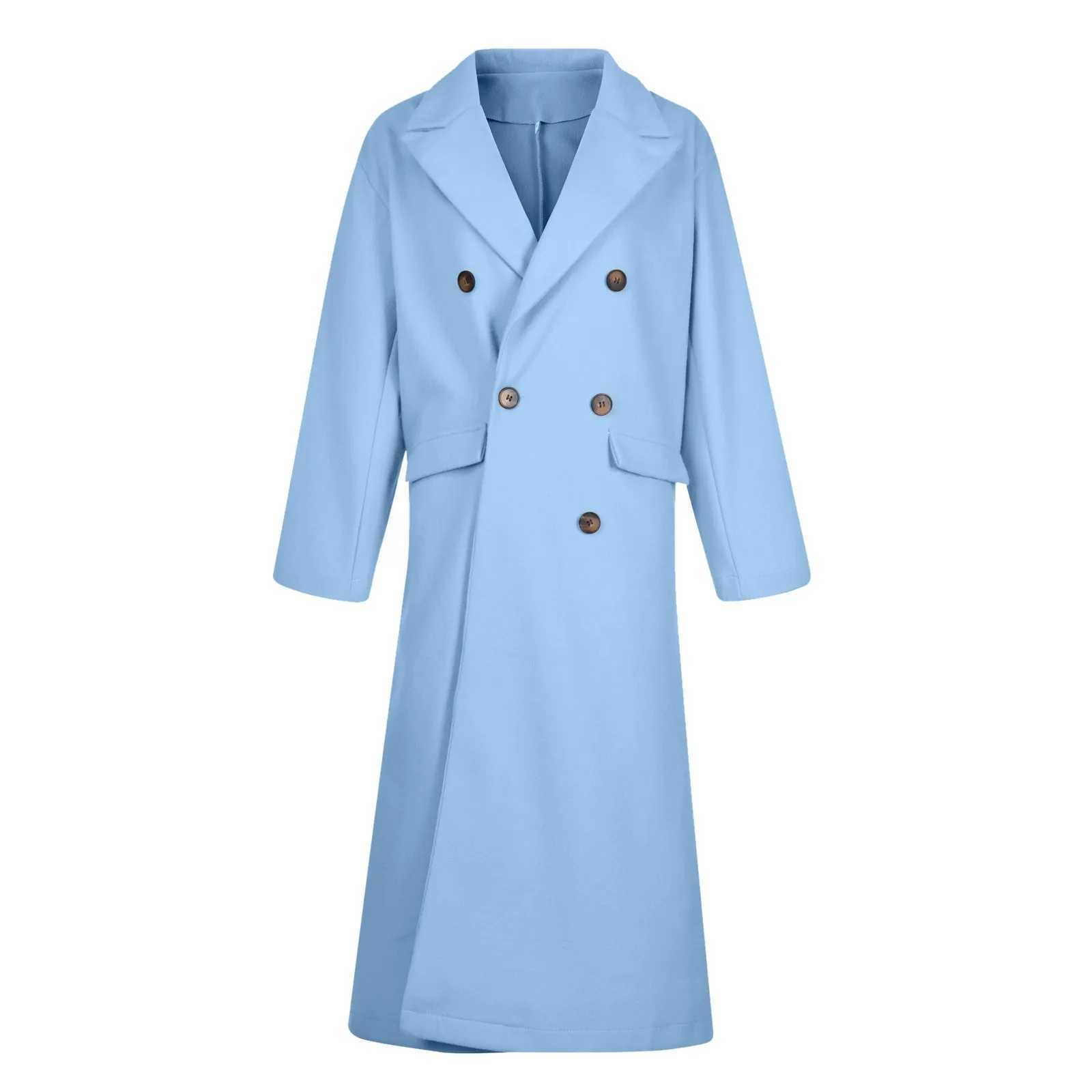 WomenS Jacket Woolen Fashion Slim-Fit Belt Lapel Woolen Pocketed Shacket Flannel Jacket Coats Double Breasted Oversized OutwearX241009