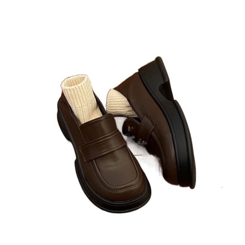 College style thick soled JK small leather shoes for women 2024 new spring and autumn versatile Korean version round toe single shoe trend