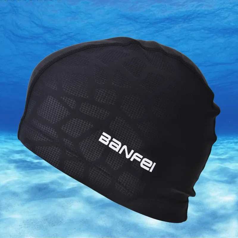 High elasticity waterproof fabric protects ears long hair water sports swimming pool swimming pool swimming poolcap male and female adult swimming ca 