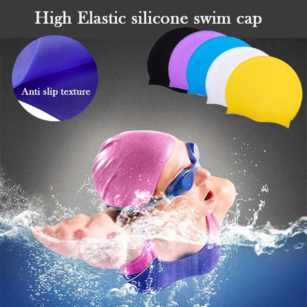 Professional silicone swimming cap suitable for men women hair protection anti slip shower cap high elasticity rubber swimming pool cap durable CL2410