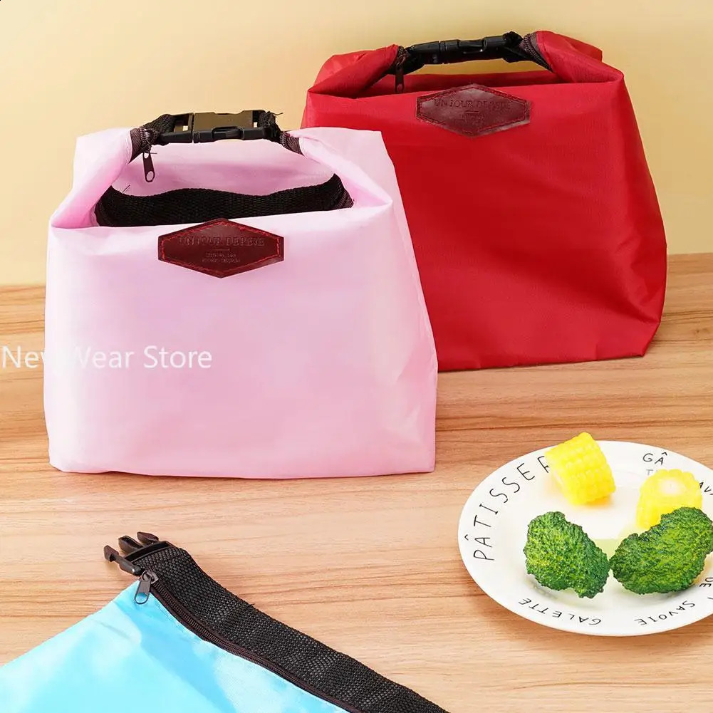 1Pc Thermal Insulated Lunch Bag Portable Oxford Cloth Cooler Lunchbox Storage Carry Picinic Food Tote Insulation Package 240925