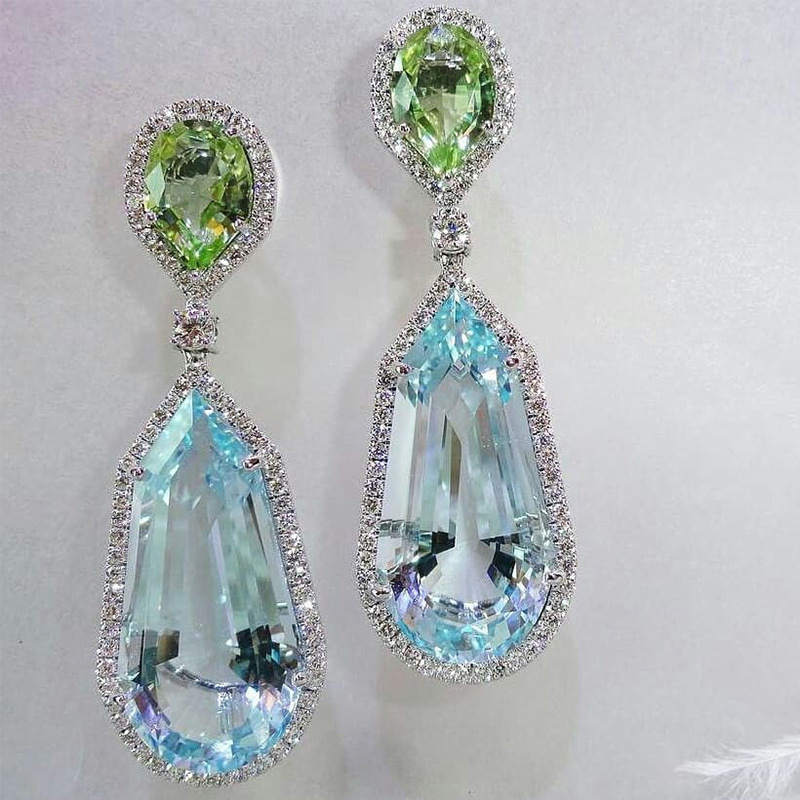 Dangle Earrings for Women, 2024 Aquamarine Bridal Banquet Sterg Sier Jewelry dh912272421