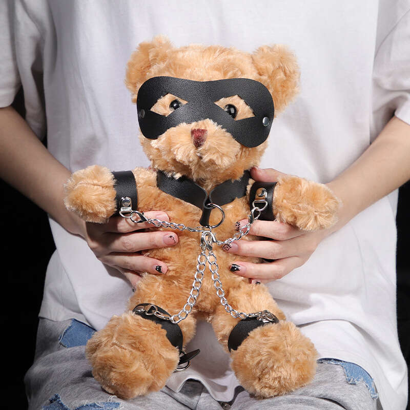 Sexy SM toy bear sex suggestive leather binding eye mask bear adult product violent bear gift one piece hair replacement