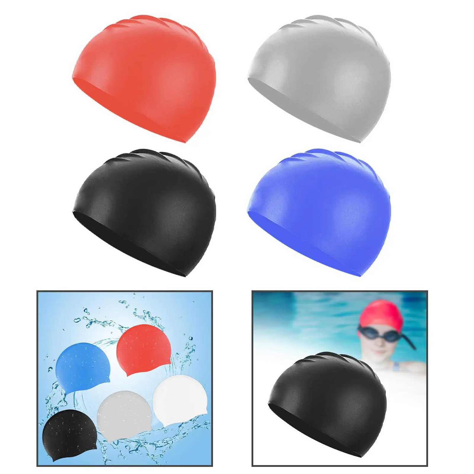 Silicone swim cap elastic water sports flexible summer hair keeping dry swim cap for adult unisex racing training girls and boys CL241009