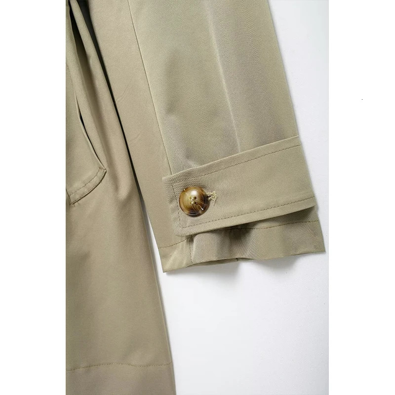 TRAF Womens Trench Autumn Collection with Midi Trench Womens Double Chest Long Coat Retro Womens Coat 240927