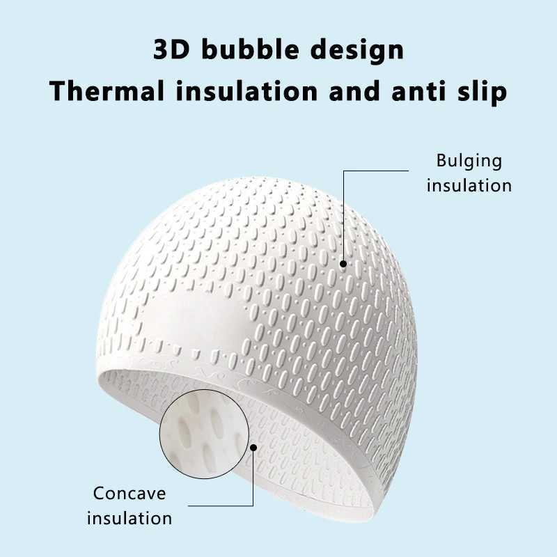 Silicone water droplet swimming cap adult enhanced bubble swimming cap super elastic waterproof earmuffs CL241009