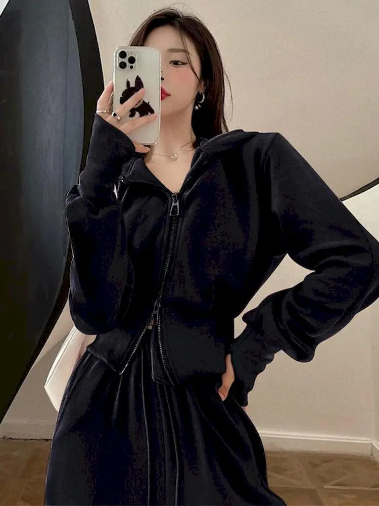 Badypczd Tracksuit Korean version loose sportswear womens spring fashion zipper sweater casual running pants twopiece gym set 241007