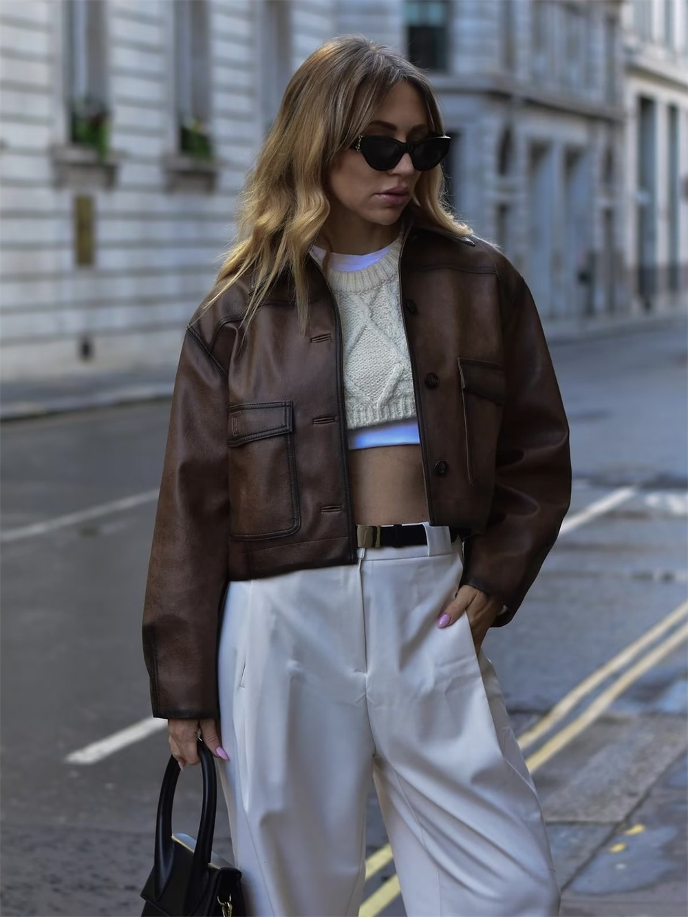 ZACK RAIN Women 2023 Autumn Fashion Ladies Casual Comfortable Single-Breasted Long Sleeves Leather Jacket For Female Coat