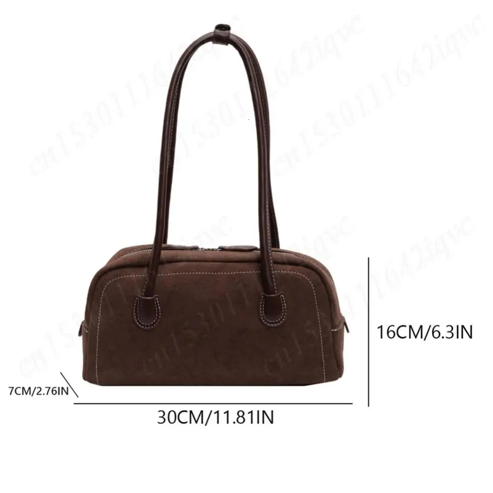 Suede Shoulder Bag for Women Multi Pocket Bottom Bag Artificial Suede Solid Color Handbag Zipper Handbag 241008