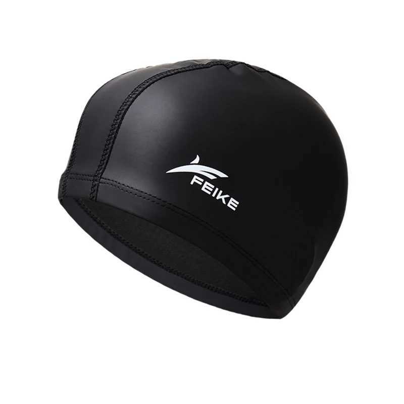 New Summer Swimming Hats for Men and Women Elastic Waterproof PU Fabric for Ear Protection Long Hair Sports Swimming Pool Hats CL241009