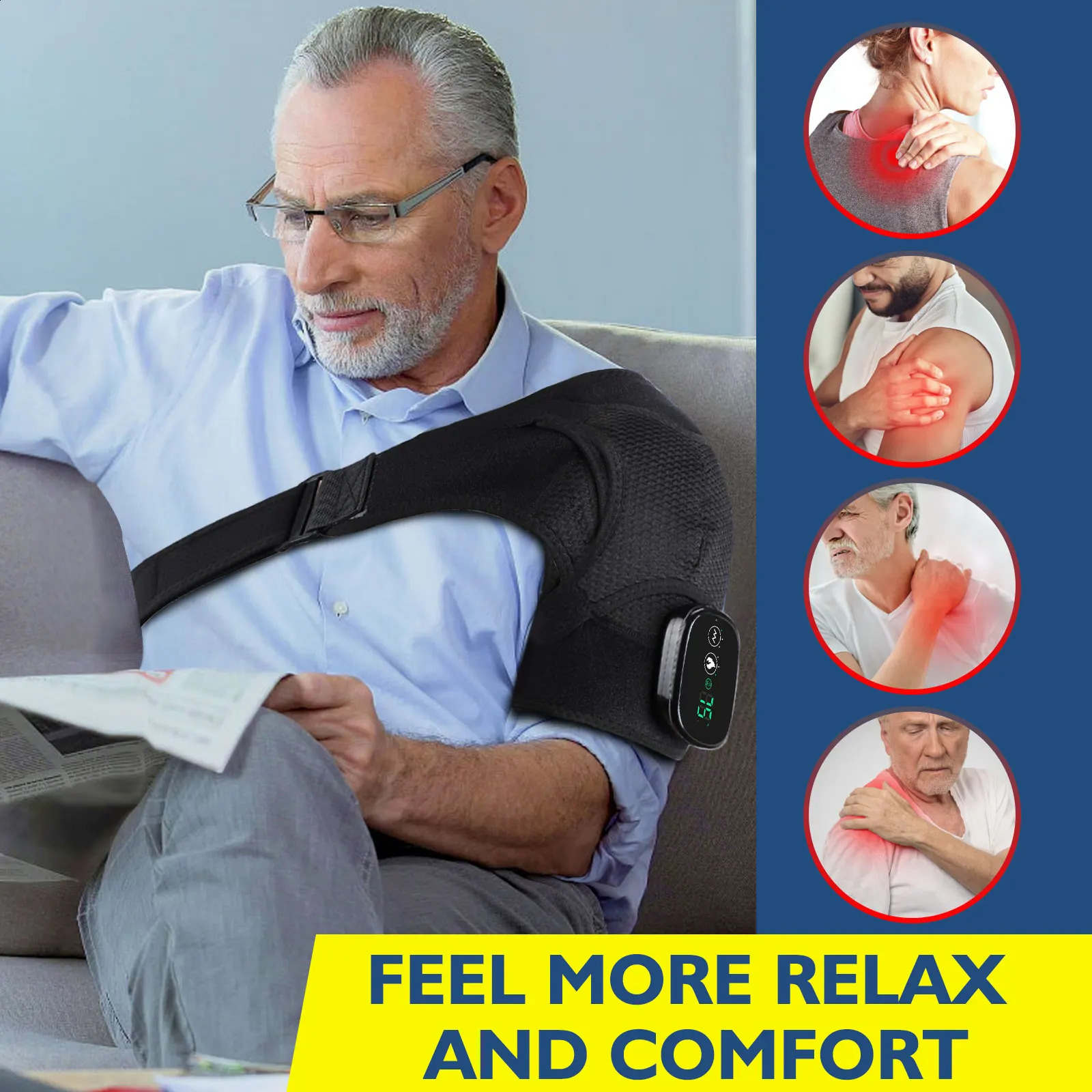 Electric shoulder temperature massager shoulder bracket vibration massage joint support belt heating pad muscle relaxation 241008