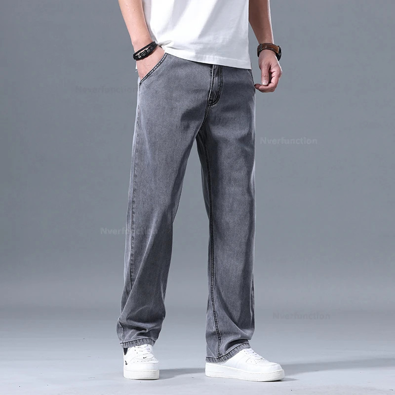 Lyocell Pants mens summer clothing ultrathin fashionable casual pants bag skirt straight denim Trouser 240929