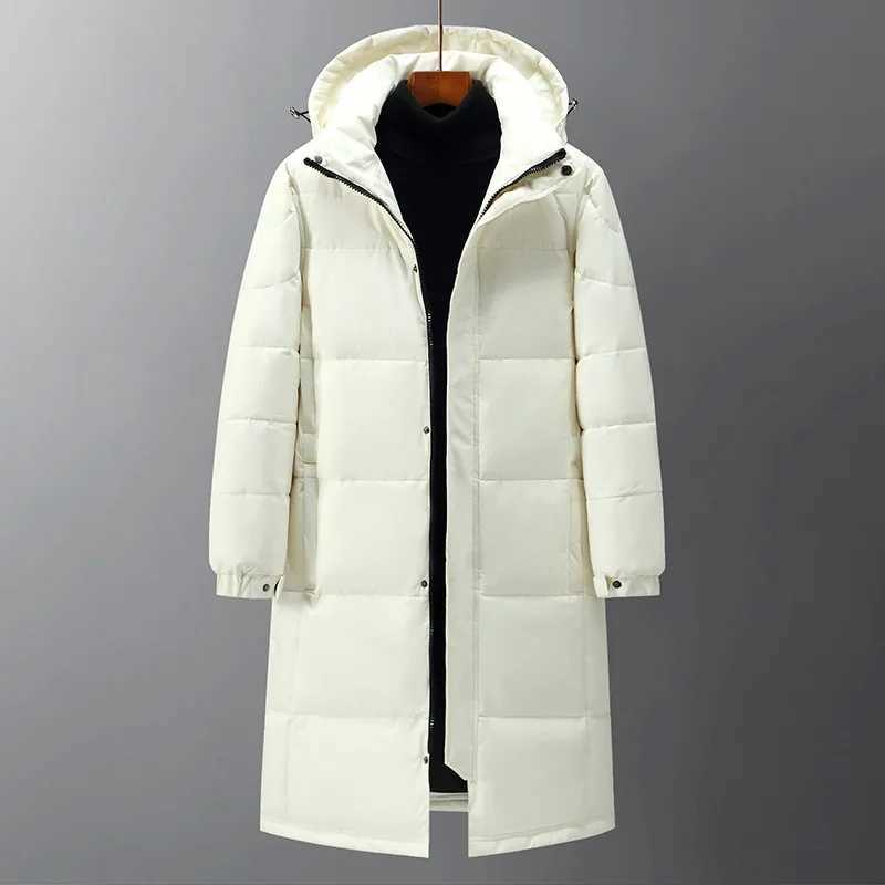 Men Long White Duck Down Coats New Fashion Male Hooded Casual Thicker Warm Down Jackets High Quality Man Long Winter Coats S-3XL LX241009
