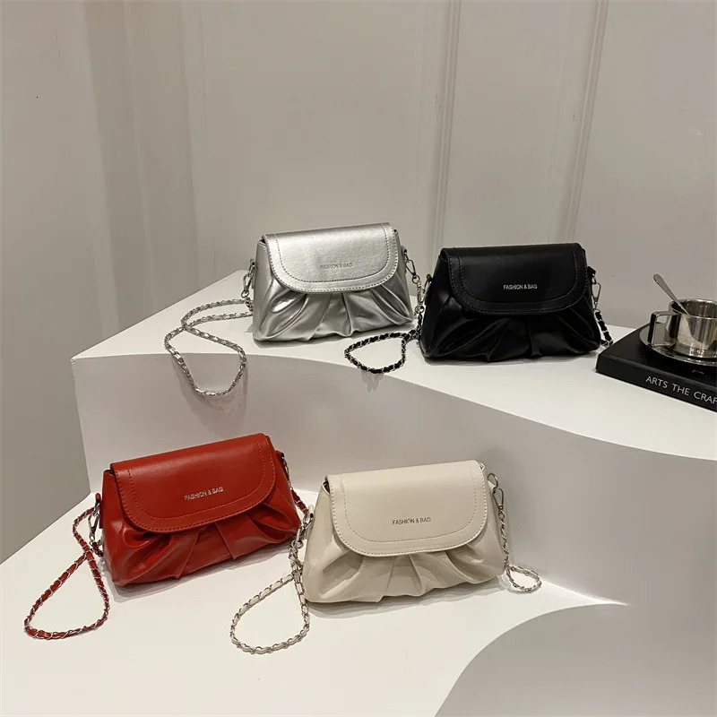 Temporary Solid Color Casual Letter Texture Fashion Simple Folded Crossbody One Shoulder Small Square Bag for Women 241008