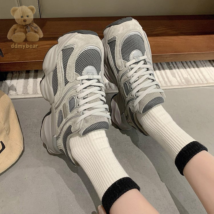 Ddmybear Genuine Leather Dad 2024 Spring New High Heels Thick Sole Breathable Versatile Running Casual Sports Shoes Chinese Brand Shoes F1011-94