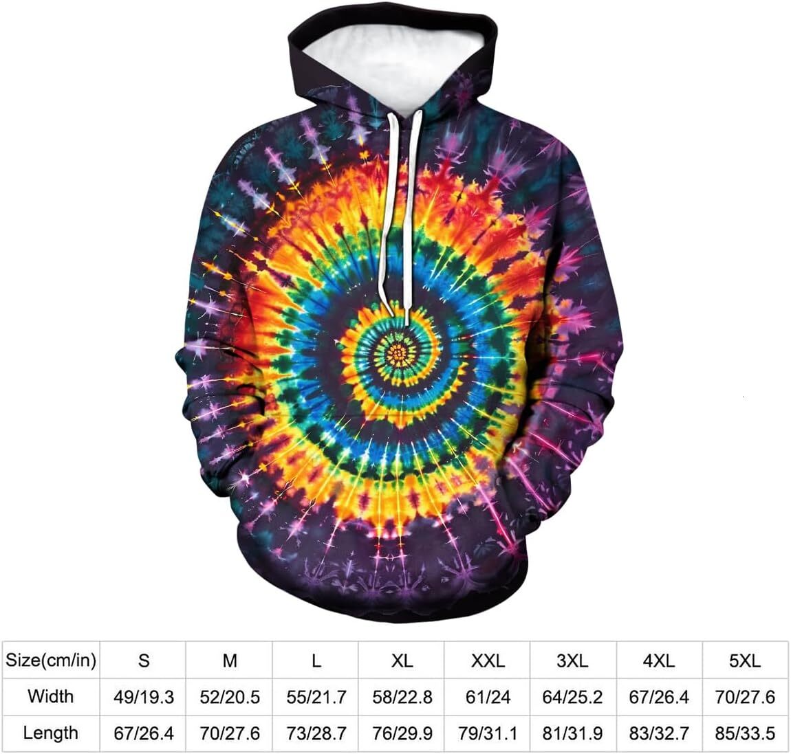Hoodie for Mens Womens Mens 3D Tie Dye Hoodies Novelty Spiral Graphic Pullover Hooded Fashion Colorful Sweatshirt Hoodie With Pocket tracksuit