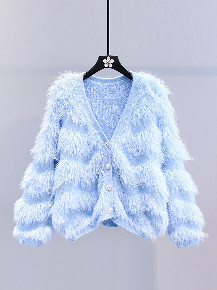 ABRIN Women Tassels Cashmere Sweater Cardigan Buttons Up Elegant Knit Coat Sweet Casual TRAF Autumn Winter 241007