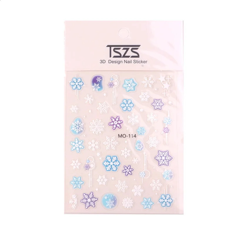 1pc Nail Explosion Embossed Stickers White Snowflake Nail Stickers Winter Christmas Nail Art Stickers 241008
