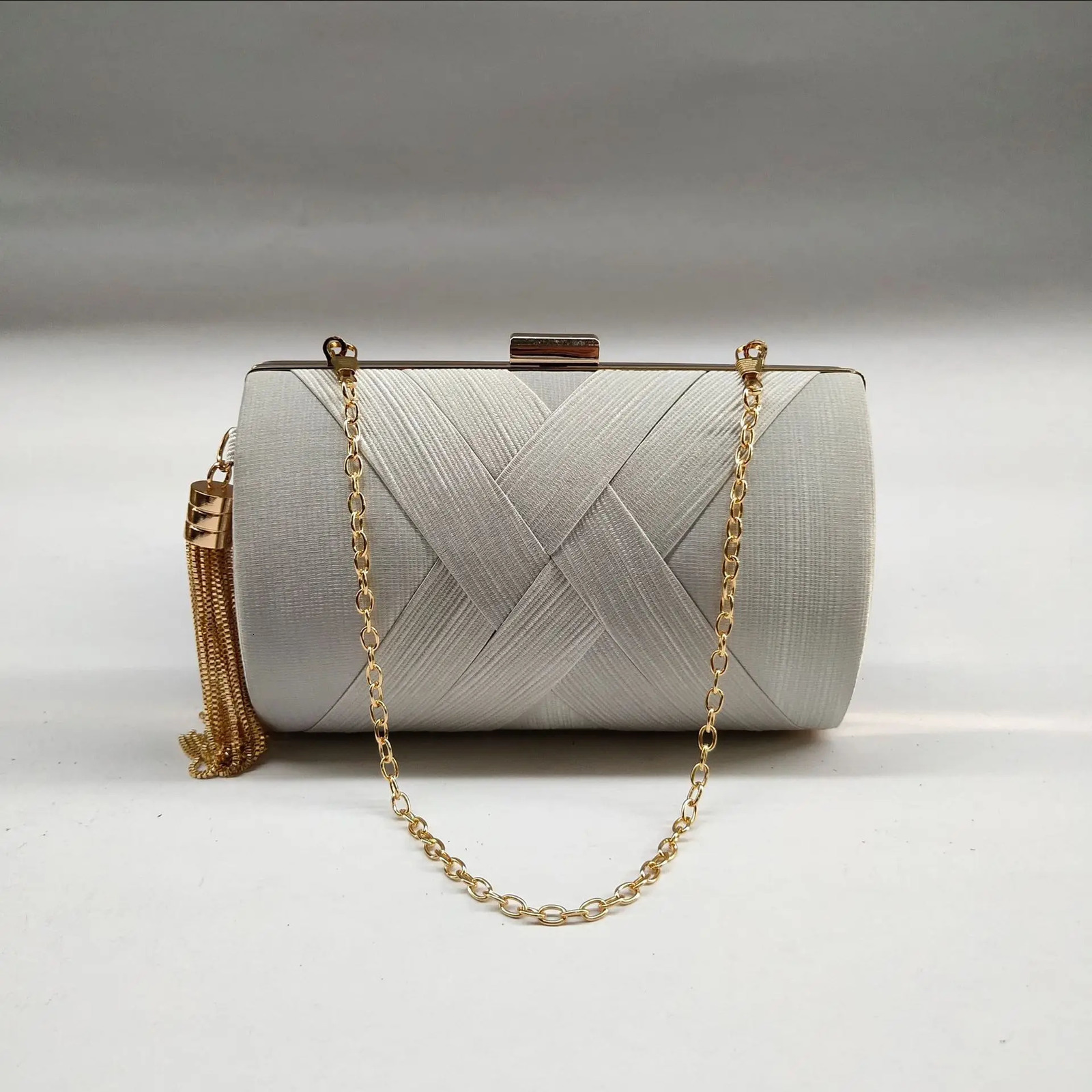 Womens clutch bag night bag pleated night handbag womens party wedding clutch tassel wallet shoulder chain cross body bag 241008