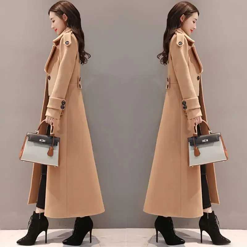 2024 Autumn Winter New Korean-style Slimming Woolen Coat Womens Thickened Jacket Long Overcoat Slim Fit For Chilly WeatherX241009