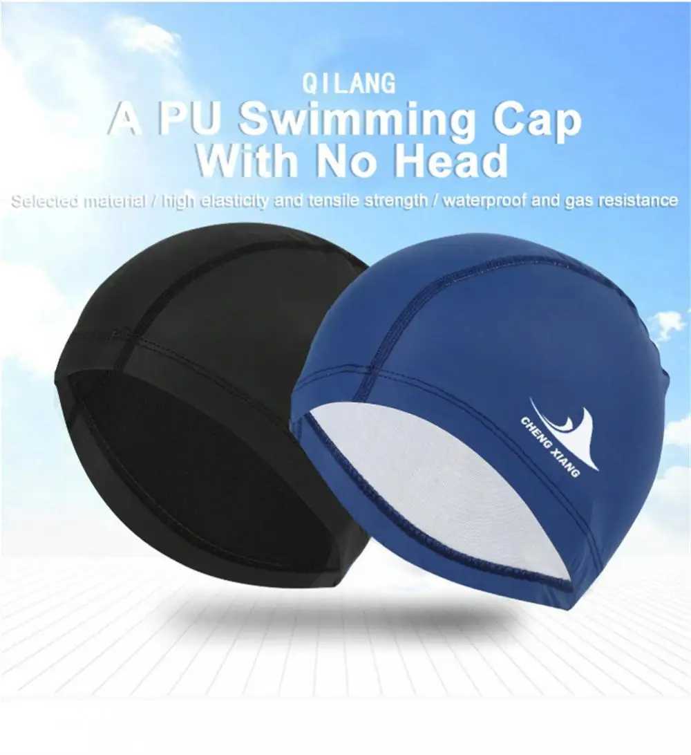 Adult PU swimming cap waterproof high elasticity sports swimming cap for men and women ear protection long hair swimming pool cap CL241009