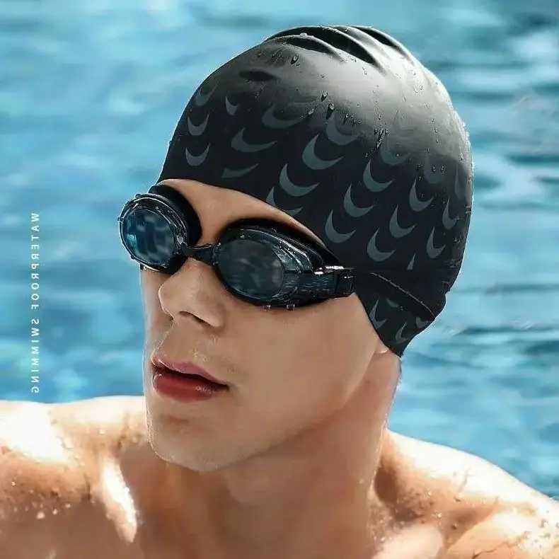 Enhanced silicone swimming cap for men waterproof and tangle free ear protection swimming print for women large size CL241009
