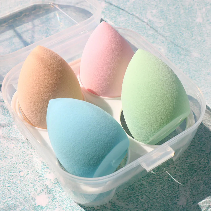4 pieces of makeup blender makeup foam makeup sponge with storage box basic powder sponge beauty tools female makeup accessories 241008