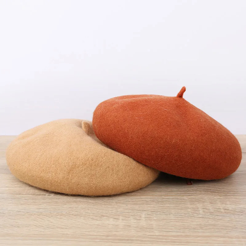 Wool Retro Beret Hepburn Fashion French Beret Womens Hat Adjustable Monochrome Outdoor Shopping Party Knitted Hat 241007