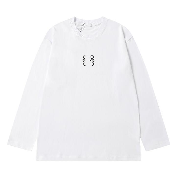 Top luxury men's long sleeves T-shirt classic white desinger embroidery geometry women spring autumn Casual Loose fit cotton tshirts couple Streetwear 2XL