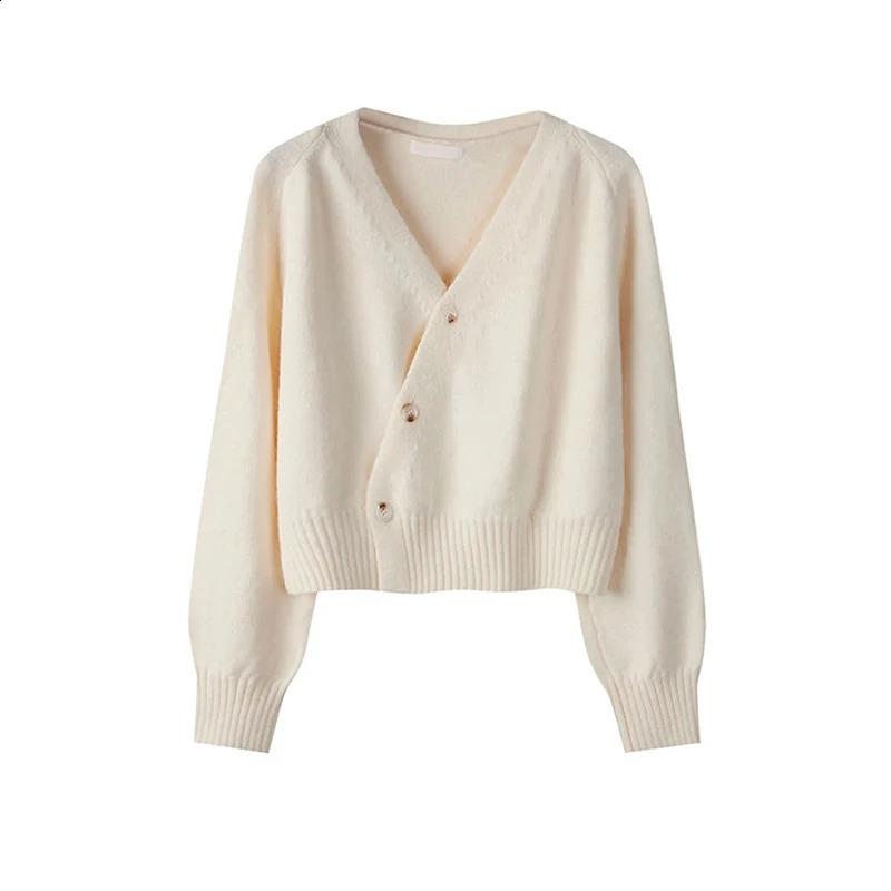 Cardigans for Women Asymmetrical Single Breasted ONeck Sweater 2024 Long Sleeve Fashion Female Solid Stretch Knitted Tops 241007