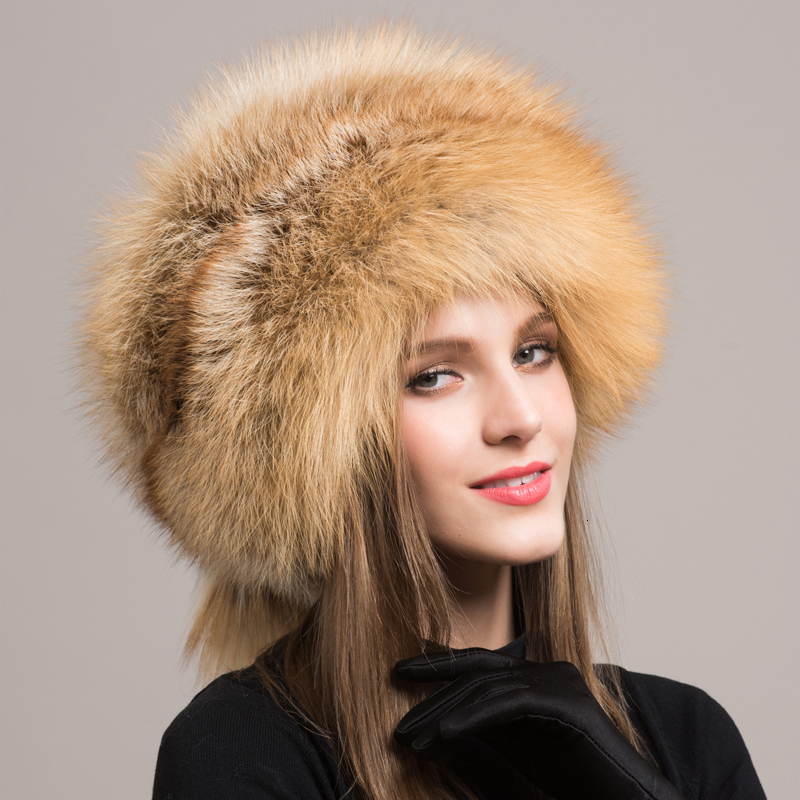 Winter Women Fashion Real Hat Natural Fox Hats Headgear Russian Outdoor Cap Ladies Thicken Warm Fur Caps