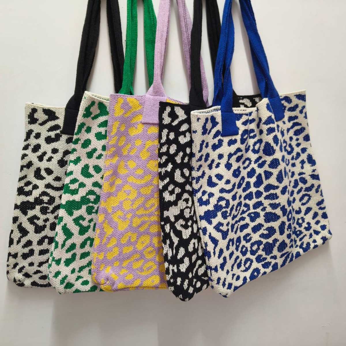 CMM Knitted Leopard Print Shoulder Bag Niche Design Handbag Casual Outdoor Woven Bag Famous Shopping Bag Underarm Bag
