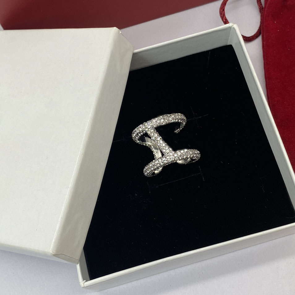 Luxury Classic Diamond Ring Brand Designer Rings Crystal 18K Gold Open Ring for Women Jewelry Party Engagment Wedding Gift No Box