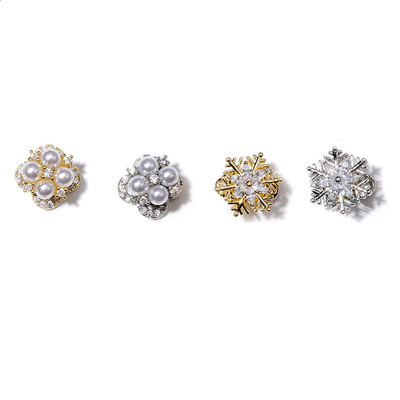 TSZS 3 pieces/batch Rotating Nail Charm Snowflake Nail Diamond Nail Art Pearl Christmas Nail Charm 241008