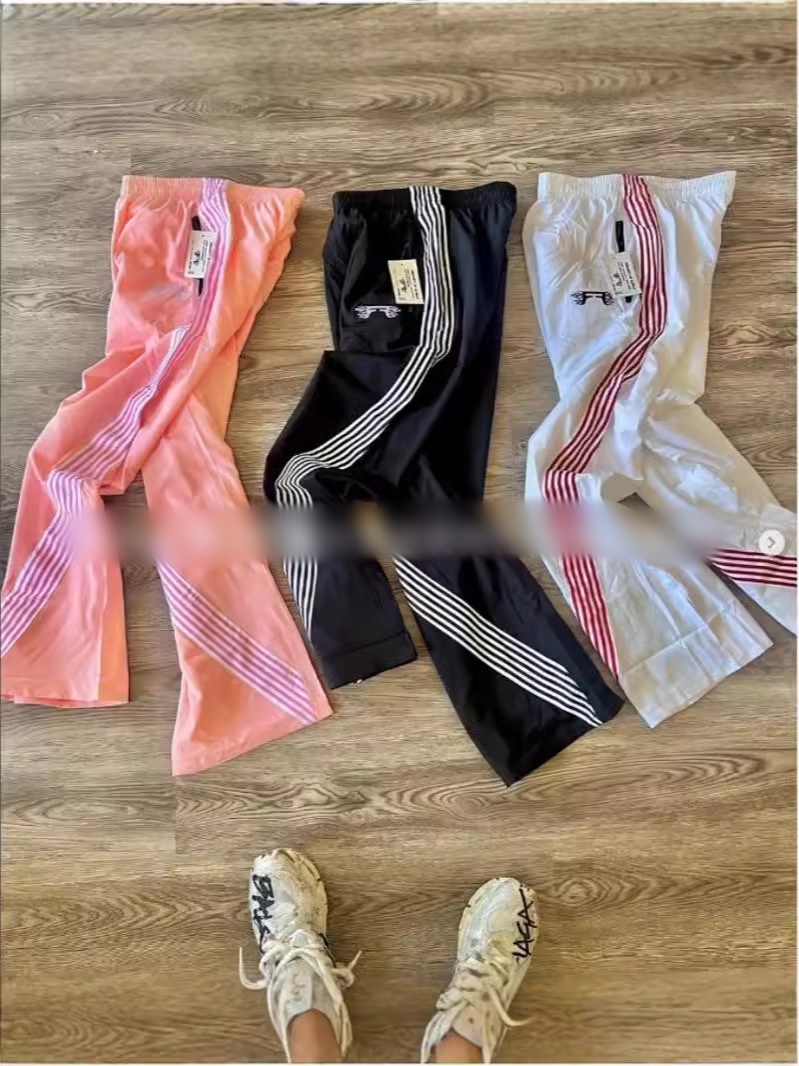 Men's Pants Unisex Black Track Pants with White Stripes for Sports and Casual Wear Y2K