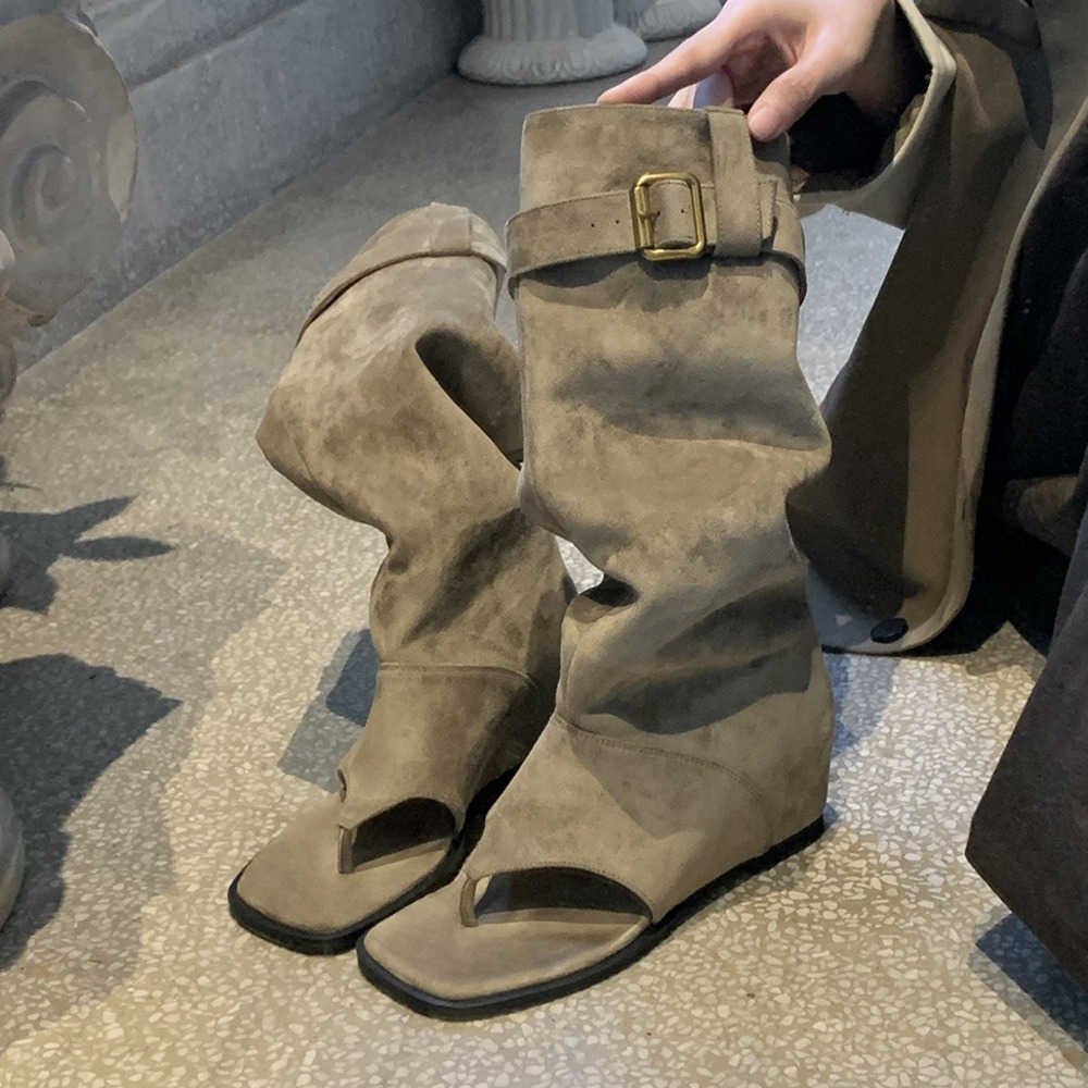 Summer Fashion Boots Fashionable Toes Martin Boots Western Skinny Mid Stacked Ankle Boots For Women 240826